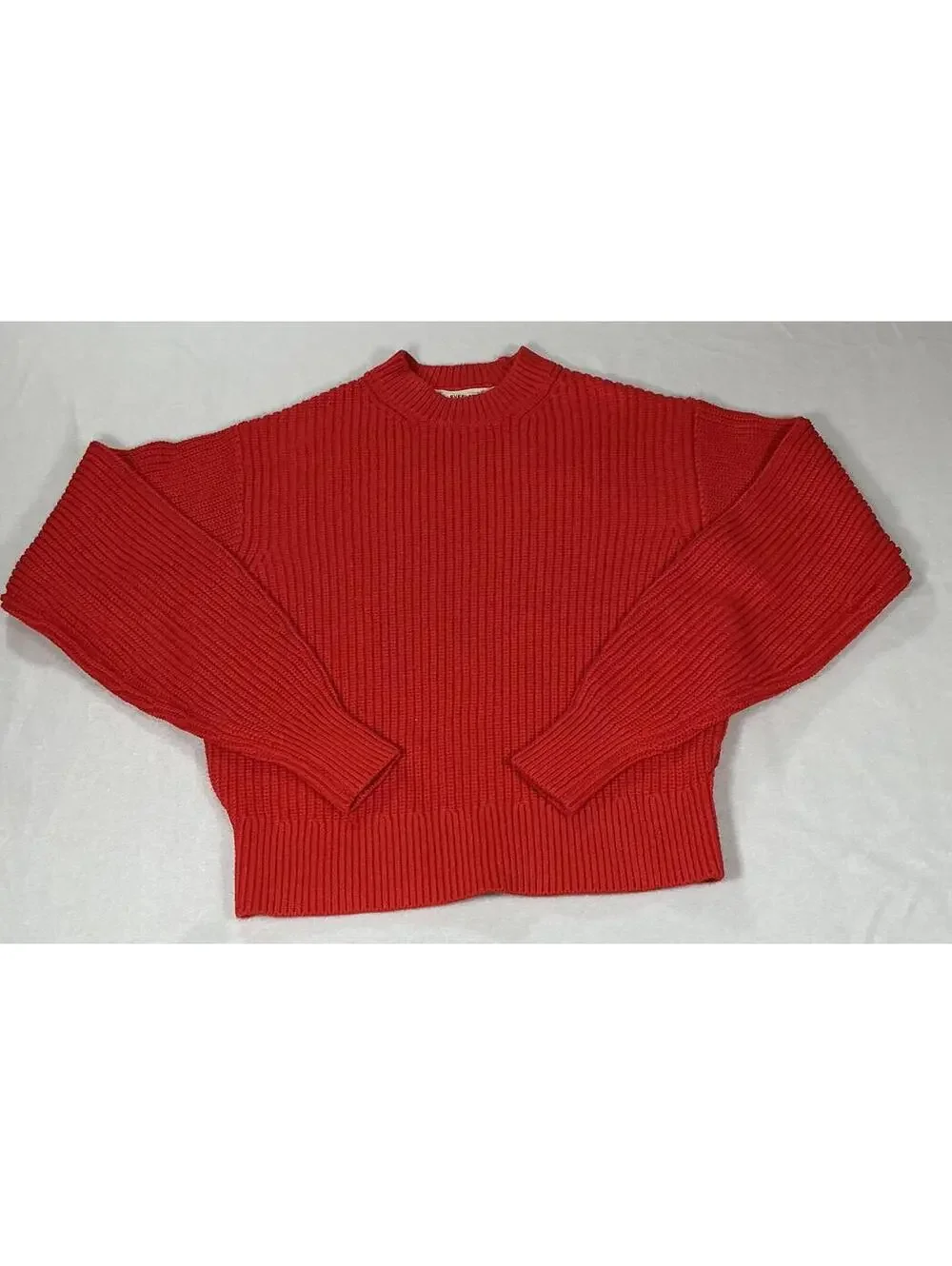 Everlane Red Ribbed Crewneck Sweater Organic Cotton XXS - Picture 2 of 8